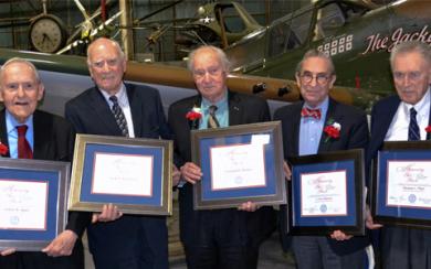 An image of five Eastern District of New York judges who were honored by the Federal Bar Association. They are, from left, Arthur D. Spatt, Jack B. Weinstein, Leonard D. Wexler, I. Leo Glasser, and Thomas C. Platt Jr.