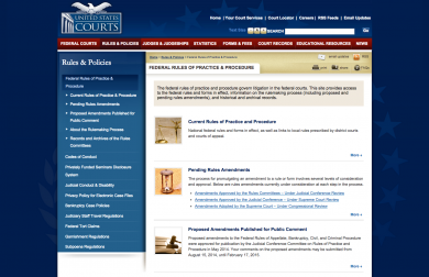 The website of the Federal Rules of Practice and Procedure