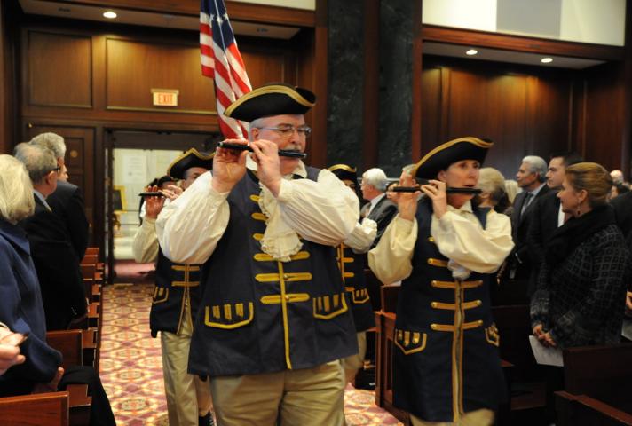 A drum and fife corps started a ceremony honoring the nation's oldest federal court.