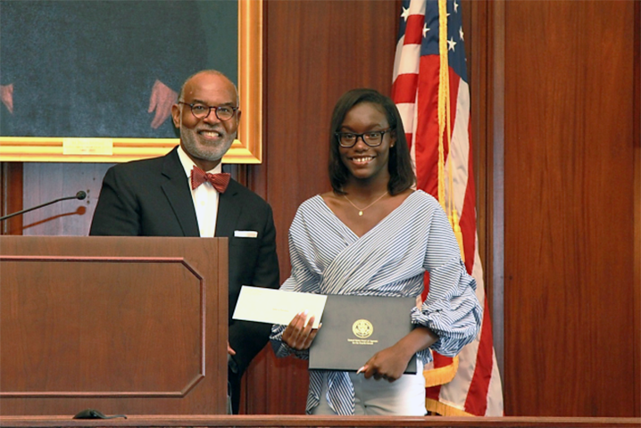 Fourth Circuit Essay contest winner with Chief Judge Gregory.