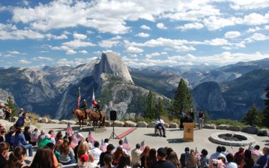 Students Celebrate Constitution Day at Glacier Point in Yosemite National Park.