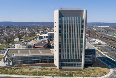 An outside view of the Sylvia H. Rambo U.S. Courthouse from Reily St. 