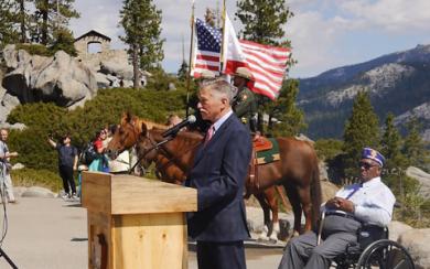 A naturalization ceremony takes place in a U.S. National park as part of the celebration of Citizenship Day.