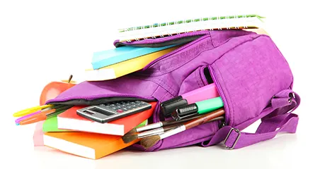 A backpack containing books and other items used by students as one of the topics discussed here. A backpack containing books and other items used by students as one of the topics discussed here.