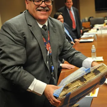 Omar Herran, a Judiciary Records Officer for the AO, worked to restore the book’s content and binding to its original integrity.