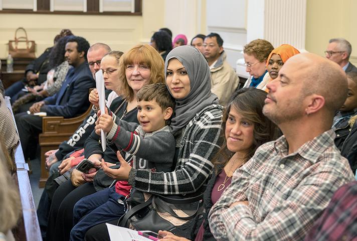 New citizens during the District of Maine's naturalization ceremony.