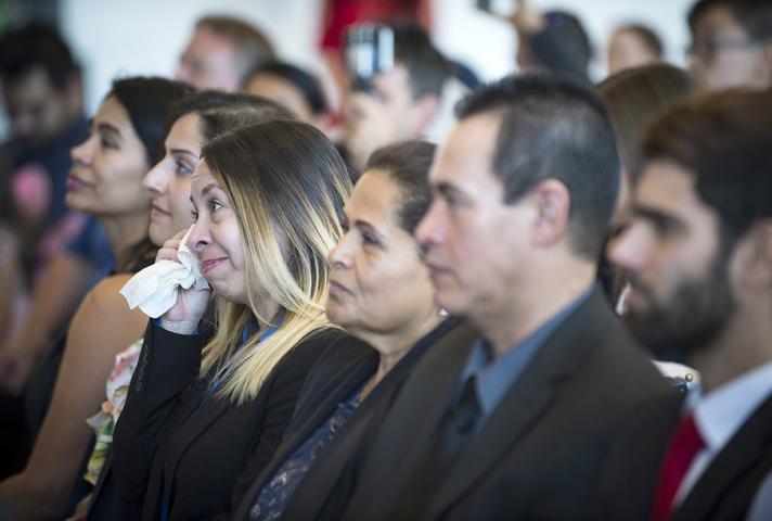 New citizens during a naturalization ceremony at the Air Force Academy. 