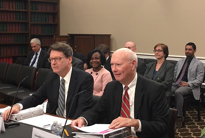 Director James Duff and Judge John W. Lungstrum at the Congressional hearing on the Judiciary's fiscal year 2019 budget request.