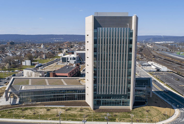 An outside view of the Sylvia H. Rambo U.S. Courthouse from Reily St. 