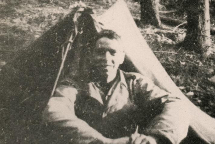 Dickinson R. Debevoise camped in Hurtgen Forest, Germany. 