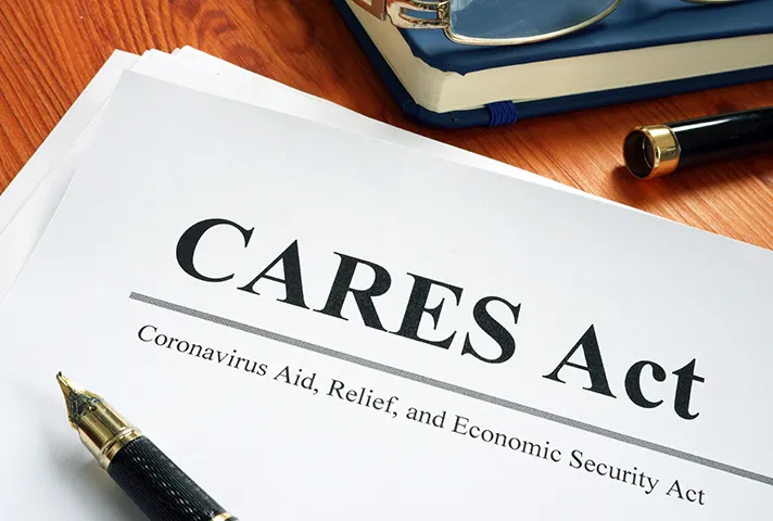 CARES Act written on paper.