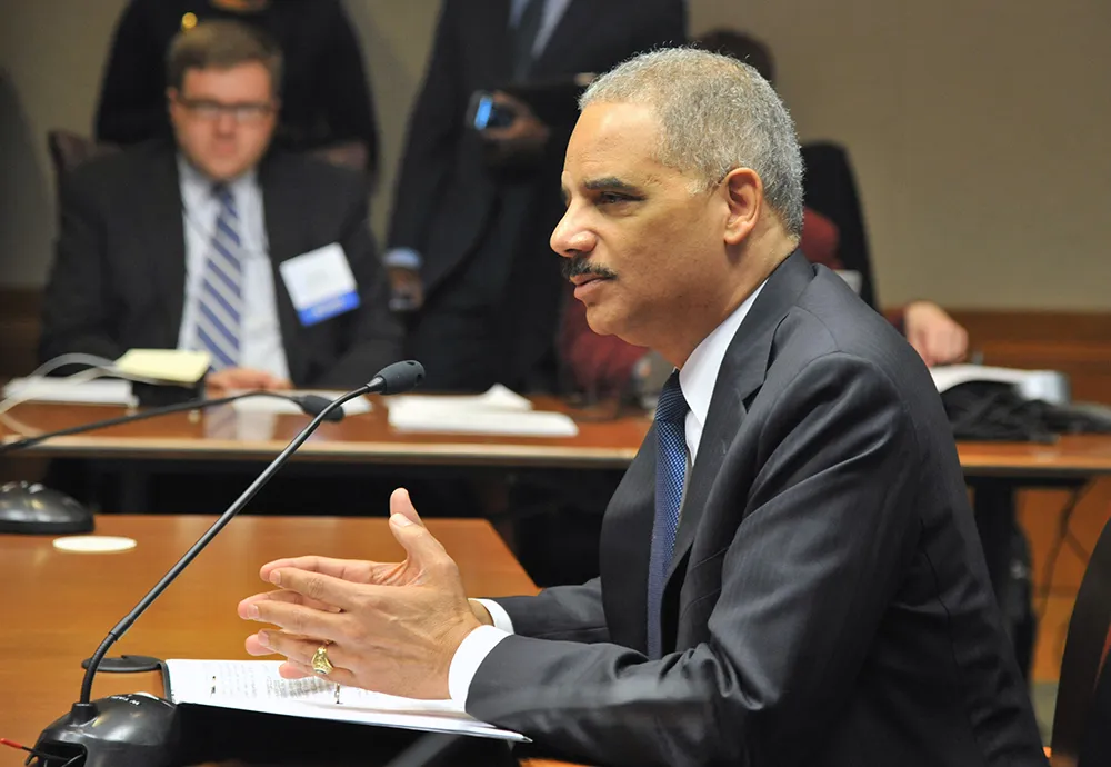 Attorney General Eric Holder appeared before the U.S. Sentencing Commission to endorse a proposed change to the Federal Sentencing Guidelines. Attorney General Eric Holder appeared before the U.S. Sentencing Commission to endorse a proposed change to the Federal Sentencing Guidelines.