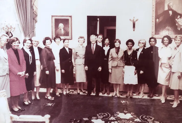 Image: In 1980, President Jimmy Carter met with members of the new National Association of Women Judges, many of whom he had appointed to the federal bench.