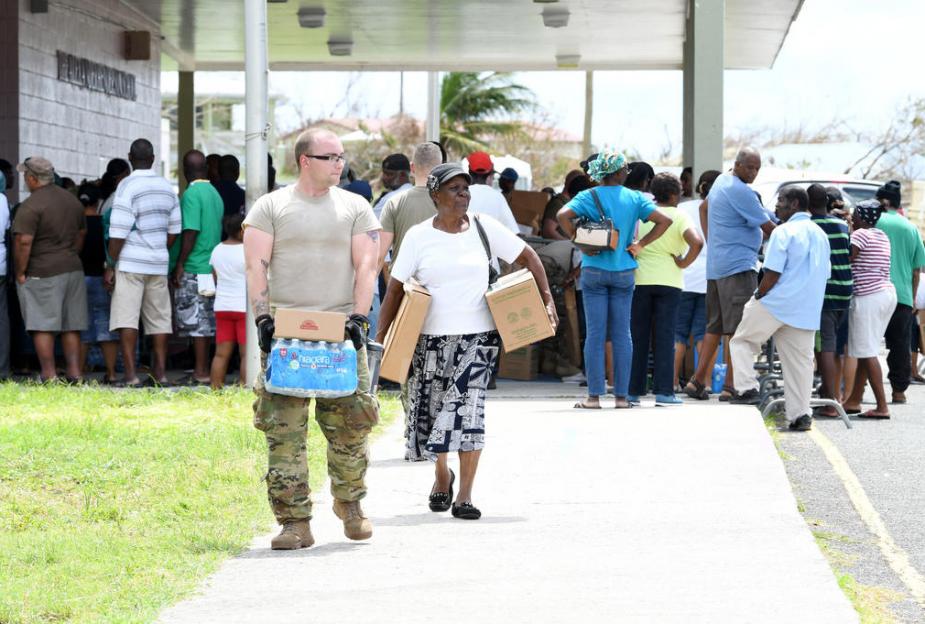 Food and water distribution in St. Croix.