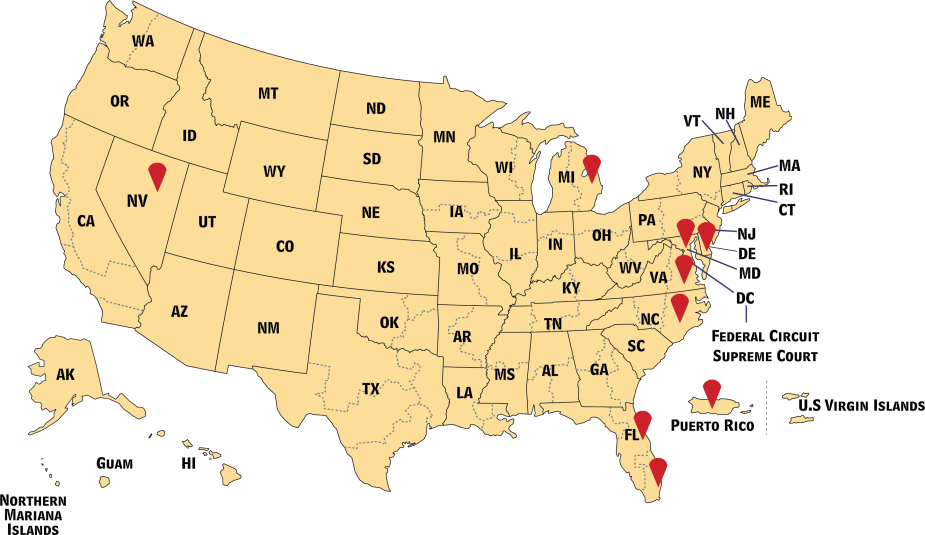 Map of bankruptcy judgeships in the US