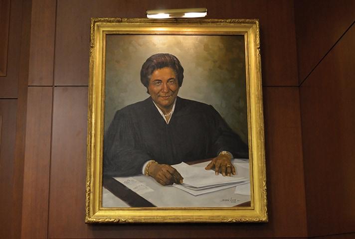 A painting of Judge Constance Baker Motley adorns the Southern District of New York’s Jury Assembly Room, which is named after Motley.