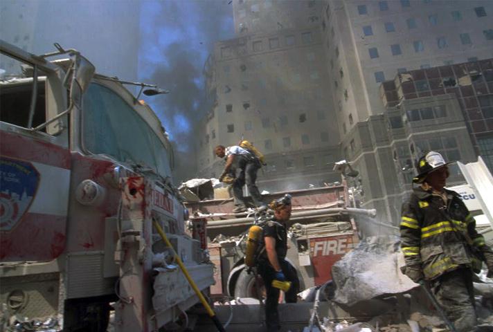 Fallout from the September 11, 2001, World Trade Center attack.