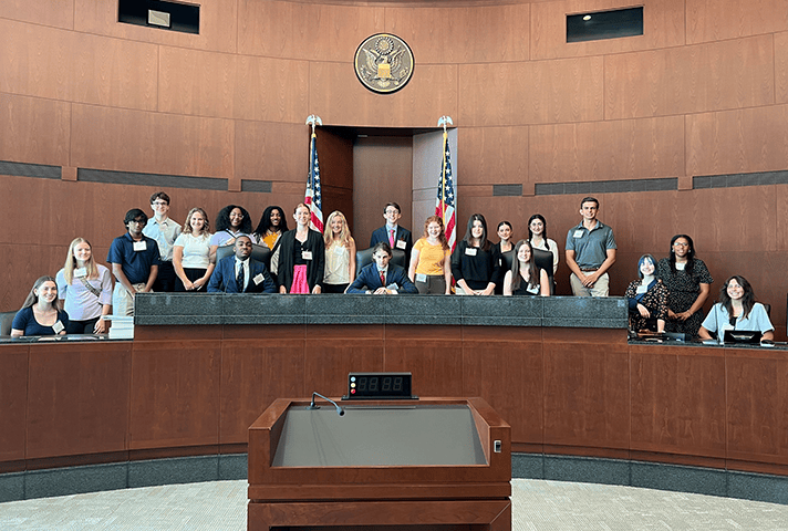 High school students in the St. Louis area participate in a new civics education program at the Thomas F. Eagleton U.S. Courthouse.